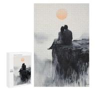 Puzzles pour Adolescents 1000 PCS Couple on Clifftop with Serene Sunset Glow Puzzles pour Adultes, Jouets Anti-Stress, Activités Amusantes À Faire À La Maison, 1000 PCS