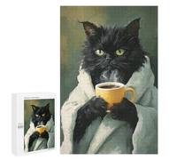 Puzzles pour Adolescents 1000 PCS Cozy Cat with Coffee Mug -3 Puzzles pour Adultes Assemblage De Modèles De Puzzles Défi À Réaliser Soirée Jeux Et Divertissement en Famille 1000 PCS