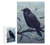 Puzzles pour Adolescents 1000 PCS Crowned Raven on Branch Digital Art Puzzles pour Adultes, Jouets Anti-Stress, Activités Amusantes À Faire À La Maison, 1000 PCS