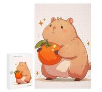 Puzzles pour Adolescents 1000 PCS Cute Capybara with Orange Puzzles pour Adolescents, Jouets Anti-Stress, Décoration Murale, Cadeaux d'anniversaire Et De Noël Uniques 1000 PCS