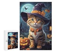 Puzzles pour Adolescents 1000 PCS Cute Cat Halloween Puzzles pour Adolescents, Jouets Anti-Stress, Décoration Murale, Cadeaux d'anniversaire Et De Noël Uniques 1000 PCS