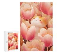 Puzzles pour Adolescents 1000 PCS Cute Cat in Tulip Garden Puzzles, Jeux Amusants, Assemblage De Motifs, Cadeaux Uniques d'anniversaire Et De Noël 1000 PCS