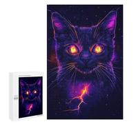 Puzzles pour Adolescents 1000 PCS Cute Neon Cat Light Eyes Puzzles pour Adolescents, Jouets Anti-Stress, Décoration Murale, Cadeaux d'anniversaire Et De Noël Uniques 1000 PCS