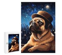 Puzzles pour Adolescents 1000 PCS Cute Pug Hat Pixel Art Puzzles pour Adolescents, Jouets Anti-Stress, Décoration Murale, Cadeaux d'anniversaire Et De Noël Uniques 1000 PCS