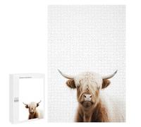 Puzzles pour Adolescents 1000 PCS Cute Snowy Highland Cattle Puzzles pour Adolescents, Jouets À Faire Soi-même, Activités Amusantes À La Maison pour Passer Le Temps, 1000 PCS
