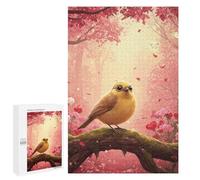 Puzzles pour Adolescents 1000 PCS Cute Yellow Bird in Pink Forest Puzzles pour Adultes Jeux Relaxants, Amusants Et Humoristiques, Stimulants À Compléter 1000 PCS