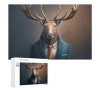 Puzzles pour Adolescents 1000 PCS Deer in Suit Art Print Puzzles, Jeux Relaxants, Décoration Intérieure, Cadeaux Et Idées Cadeaux Uniques pour Un Anniversaire 1000 PCS