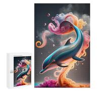 Puzzles pour Adolescents 1000 PCS Dolphin in Abstract Colors Puzzles pour Adultes Jeu De Réflexion Décoration Intérieure Activités Amusantes À La Maison 1000 PCS
