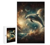 Puzzles pour Adolescents 1000 PCS Dolphin in Space Puzzles Jeux De Détente Décoration Parfaite Cadeaux Uniques d'anniversaire Et De Noël 1000 PCS