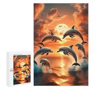 Puzzles pour Adolescents 1000 PCS Dolphins at Sunset Puzzles pour Adultes Jeu De Réflexion Décoration Intérieure Activités Amusantes À La Maison 1000 PCS