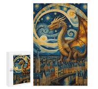 Puzzles pour Adolescents 1000 PCS Dragon Over Cityscape Puzzles pour Adultes Jeux Relaxants pour S'amuser en Famille Cadeaux De Noël Et d'anniversaire 1000 PCS