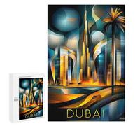 Puzzles pour Adolescents 1000 PCS Dubai Futuristic Cubism - Modern Geometric Skyline Puzzles pour Adultes, Jouets Anti-Stress, Activités Amusantes À Faire À La Maison, 1000 PCS