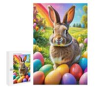 Puzzles pour Adolescents 1000 PCS Easter Bunny with Colorful Eggs Puzzles pour Adultes Jeux Amusants Décoration Parfaite Cadeaux Uniques d'anniversaire Et De Noël 1000 PCS