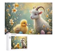 Puzzles pour Adolescents 1000 PCS Easter Goat and Chick Scene Puzzle Anti-Stress, Jouet Idéal pour Une Décoration Amusante À La Maison, 1000 PCS
