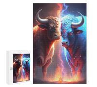 Puzzles pour Adolescents 1000 PCS Electric Bull Vs. Fire Bull Energy Clash Puzzles pour Adultes Assemblage De Modèles De Puzzles Défi À Réaliser Soirée Jeux Et Divertissement en Famille 1000 PCS