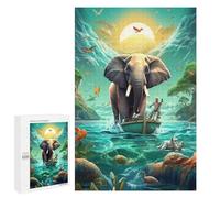 Puzzles pour Adolescents 1000 PCS Elephant Journey on Water Puzzle Anti-Stress, Jouet Idéal pour Une Décoration Amusante À La Maison, 1000 PCS