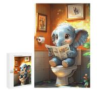 Puzzles pour Adolescents 1000 PCS Elephant Reading on Toilet Funny Puzzles pour Adultes Jouets Anti-Stress pour S'amuser en Famille Interaction Parent-Enfant 1000 PCS
