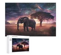 Puzzles pour Adolescents 1000 PCS Elephant Under A Starry Sky Puzzles pour Adultes Jeux Relaxants Découpe De Précision Jeu Stimulant Cadeaux 1000 PCS
