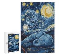 Puzzles pour Adolescents 1000 PCS Elephant Under Starry Night Sky Puzzles pour Adultes Jeux De Société en Famille Améliorer La Mémoire Cadeaux d'anniversaire Uniques 1000 PCS