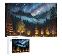 Puzzles pour Adolescents 1000 PCS Enchanted Forest Under A Starry Sky Puzzles pour Adultes Jeu De Réflexion Décoration Intérieure Activités Amusantes À La Maison 1000 PCS