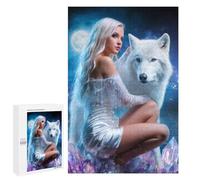 Puzzles pour Adolescents 1000 PCS Enchanted Moonlit Wolf Fantasy Puzzles pour Adultes Assemblage De Modèles De Puzzles Défi À Réaliser Soirée Jeux Et Divertissement en Famille 1000 PCS
