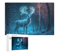 Puzzles pour Adolescents 1000 PCS Enchanted Winter Forest with Glowing Deer Puzzles pour Adultes Jeux Relaxants Découpe De Précision Jeu Stimulant Cadeaux 1000 PCS