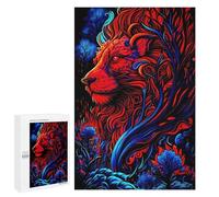 Puzzles pour Adolescents 1000 PCS Flame and Forest A Lion's Majesty Puzzle Anti-Stress, Jouet Idéal pour Une Décoration Amusante À La Maison, 1000 PCS