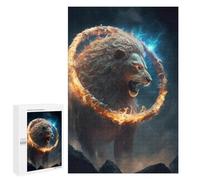 Puzzles pour Adolescents 1000 PCS Flaming Lion Ring Artwork Puzzles pour Adolescents Améliorent La Mémoire Difficiles À Compléter Jeux Stimulants 1000 PCS