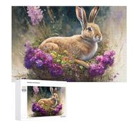 Puzzles pour Adolescents 1000 PCS Floral Basket with Rabbit Puzzles pour Adultes Jeu De Réflexion Décoration Intérieure Activités Amusantes À La Maison 1000 PCS
