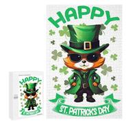 Puzzles pour Adolescents 1000 PCS Fox Saint Patricks Day Puzzles pour Adultes, Jouets Anti-Stress, Activités Amusantes À Faire À La Maison, 1000 PCS
