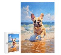 Puzzles pour Adolescents 1000 PCS Frenchie on The Beach Puzzles, Jeux Amusants, Assemblage De Motifs, Cadeaux Uniques d'anniversaire Et De Noël 1000 PCS
