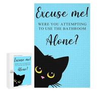 Puzzles pour Adolescents 1000 PCS Funny Black Cat Bathroom Casse-têtes pour Adultes Jeu De Réflexion Assemblage De Motifs Interaction Parent-Enfant 1000 PCS