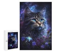 Puzzles pour Adolescents 1000 PCS Galactic Cat with Flowers Puzzles pour Adolescents - Jeu Familial - Décoration Murale - Interaction Parent-Enfant 1000 PCS