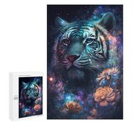 Puzzles pour Adolescents 1000 PCS Galactic Tiger with Flowers Puzzles pour Adultes Jeux Amusants Décoration Parfaite Cadeaux Uniques d'anniversaire Et De Noël 1000 PCS