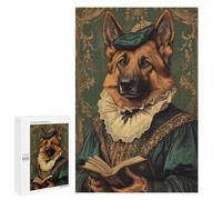 Puzzles pour Adolescents 1000 PCS German Shepherd in Renaissance Attire Classic Dog Art Puzzles pour Adultes Jeu Familial Décoration Parfaite Difficile À Compléter 1000 PCS