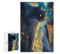 Puzzles pour Adolescents 1000 PCS Giant Cat and Woman Jeu De Puzzle Familial Décoration Parfaite Cadeaux Uniques pour Un Anniversaire Et Noël 1000 PCS