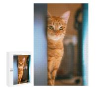 Puzzles pour Adolescents 1000 PCS Ginger Cat Peeking Puzzles pour Adolescents, Jouets À Faire Soi-même, Activités Amusantes À La Maison pour Passer Le Temps, 1000 PCS