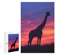 Puzzles pour Adolescents 1000 PCS Giraffe Silhouette Sunset Puzzles pour Adultes Jouets Anti-Stress pour S'amuser en Famille Interaction Parent-Enfant 1000 PCS