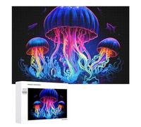 Puzzles pour Adolescents 1000 PCS Glowing Jellyfish Artwork Puzzles pour Adultes Jeu De Réflexion Décoration Intérieure Activités Amusantes À La Maison 1000 PCS