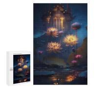 Puzzles pour Adolescents 1000 PCS Glowing Lotus Pond Scene-1 Puzzles pour Adultes Assemblage De Modèles De Puzzles Défi À Réaliser Soirée Jeux Et Divertissement en Famille 1000 PCS
