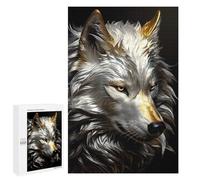 Puzzles pour Adolescents 1000 PCS Gold White Wolf Side View Puzzles pour Adultes - Jeu Manuel Anti-Stress - Cadeaux Uniques pour Anniversaire Et Noël 1000 PCS