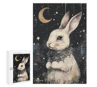 Puzzles pour Adolescents 1000 PCS Gothic White Rabbit with Black Rose Puzzles pour Adultes Jouets Anti-Stress pour S'amuser en Famille Interaction Parent-Enfant 1000 PCS