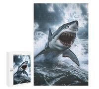Puzzles pour Adolescents 1000 PCS Great White Shark Attack Puzzles pour Adultes Jeu Familial Décoration Parfaite Difficile À Compléter 1000 PCS