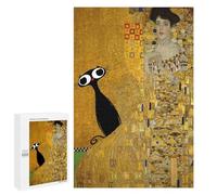 Puzzles pour Adolescents 1000 PCS Gustav Klimt Black Cat Portrait Casse-tête pour Adultes, Jeu De Réflexion Difficile, Original, Cadeau d'anniversaire 1000 PCS