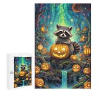 Puzzles pour Adolescents 1000 PCS Halloween Raccoon in Forest Puzzle Anti-Stress, Jouet Idéal pour Une Décoration Amusante À La Maison, 1000 PCS