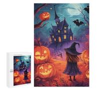 Puzzles pour Adolescents 1000 PCS Halloween Witch and Haunted House Puzzles pour Adolescents, Jouets Anti-Stress, Décoration Murale, Cadeaux d'anniversaire Et De Noël Uniques 1000 PCS
