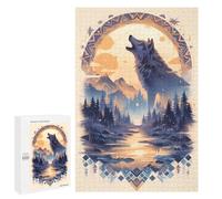 Puzzles pour Adolescents 1000 PCS Harmony Wolf Howl at Dusk Puzzles pour Adolescents, Jouets Anti-Stress, Décoration Murale, Cadeaux d'anniversaire Et De Noël Uniques 1000 PCS