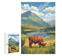 Puzzles pour Adolescents 1000 PCS Highland Cow in Mountain Landscape Puzzles pour Adolescents, Jouets Anti-Stress, Décoration Murale, Cadeaux d'anniversaire Et De Noël Uniques 1000 PCS