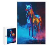 Puzzles pour Adolescents 1000 PCS Horse in Colorful Paint Puzzles pour Adolescents, Jouets Anti-Stress, Décoration Murale, Cadeaux d'anniversaire Et De Noël Uniques 1000 PCS