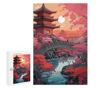 Puzzles pour Adolescents 1000 PCS Japanese Anime Garden Sunset Puzzles pour Adolescents Jeux Relaxants Assemblage De Motifs Cadeaux Uniques d'anniversaire Et De Noël 1000 PCS